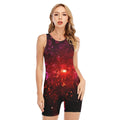 Fiery Nebula Universe Galaxy Space Print Sleeveless One Piece Swimsuit