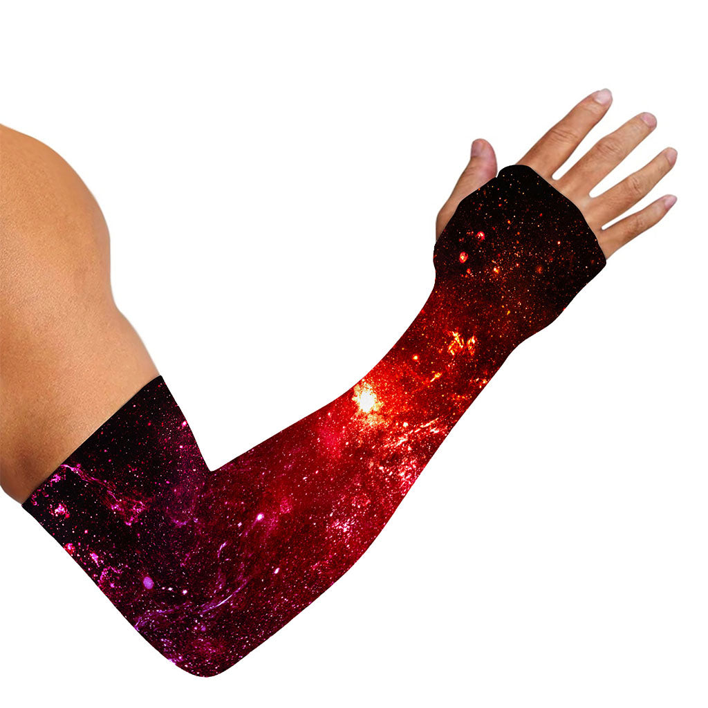 Fiery Nebula Universe Galaxy Space Print Sun Protection Arm Sleeves