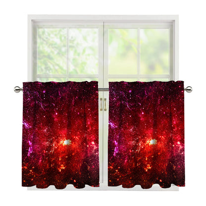 Fiery Nebula Universe Galaxy Space Print Tier Curtains