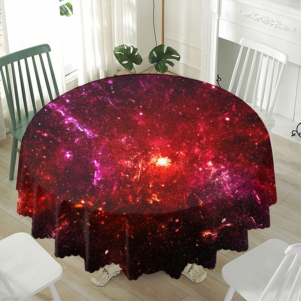Fiery Nebula Universe Galaxy Space Print Waterproof Round Tablecloth