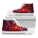 Fiery Nebula Universe Galaxy Space Print White High Top Sneakers
