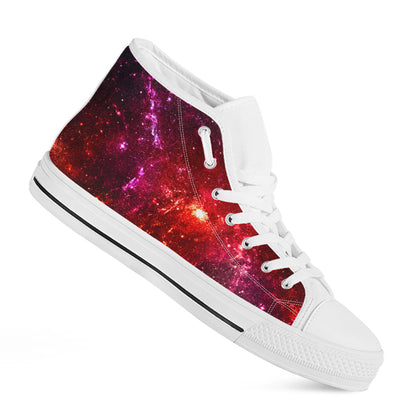 Fiery Nebula Universe Galaxy Space Print White High Top Sneakers