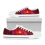 Fiery Nebula Universe Galaxy Space Print White Low Top Sneakers