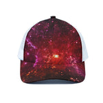Fiery Nebula Universe Galaxy Space Print White Mesh Trucker Cap