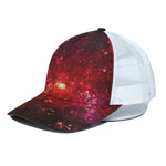 Fiery Nebula Universe Galaxy Space Print White Mesh Trucker Cap