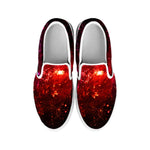 Fiery Nebula Universe Galaxy Space Print White Slip On Sneakers