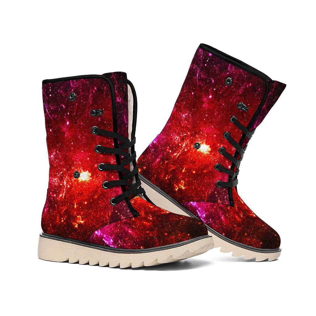 Fiery Nebula Universe Galaxy Space Print Winter Boots