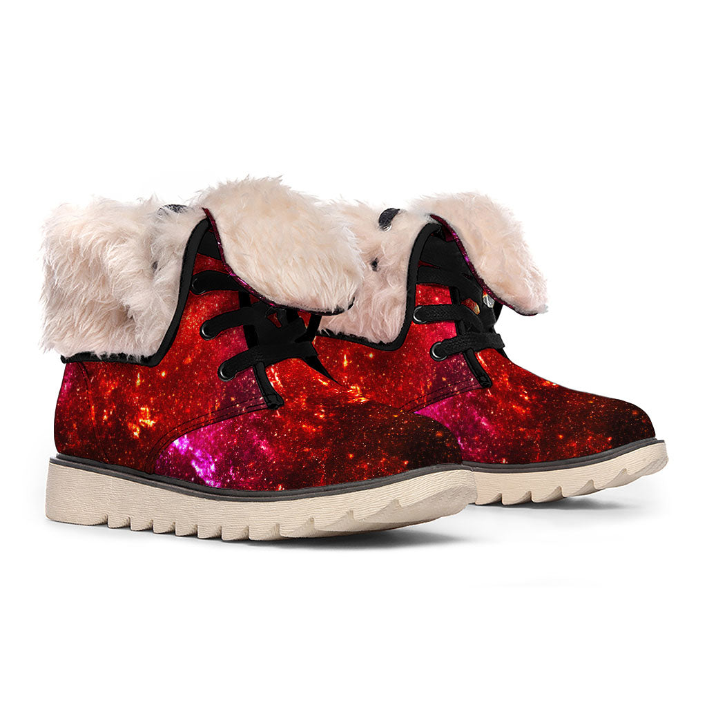 Fiery Nebula Universe Galaxy Space Print Winter Boots