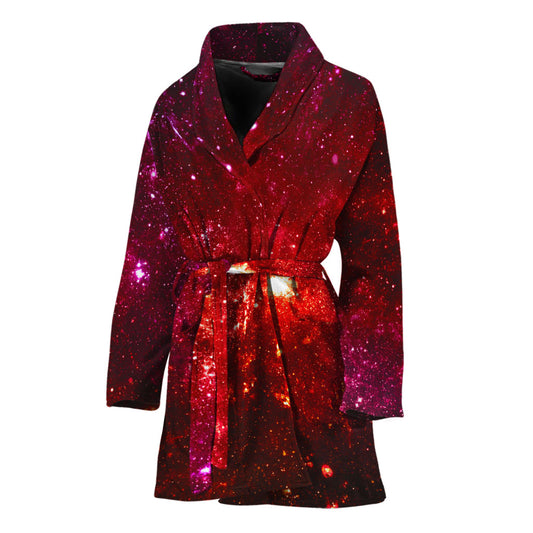 Fiery Nebula Universe Galaxy Space Print Women's Bathrobe