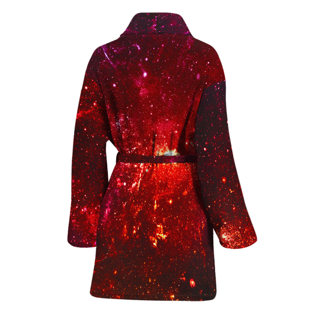 Fiery Nebula Universe Galaxy Space Print Women's Bathrobe