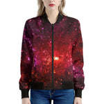 Fiery Nebula Universe Galaxy Space Print Women's Bomber Jacket