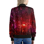 Fiery Nebula Universe Galaxy Space Print Women's Bomber Jacket