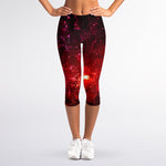 Fiery Nebula Universe Galaxy Space Print Women's Capri Leggings
