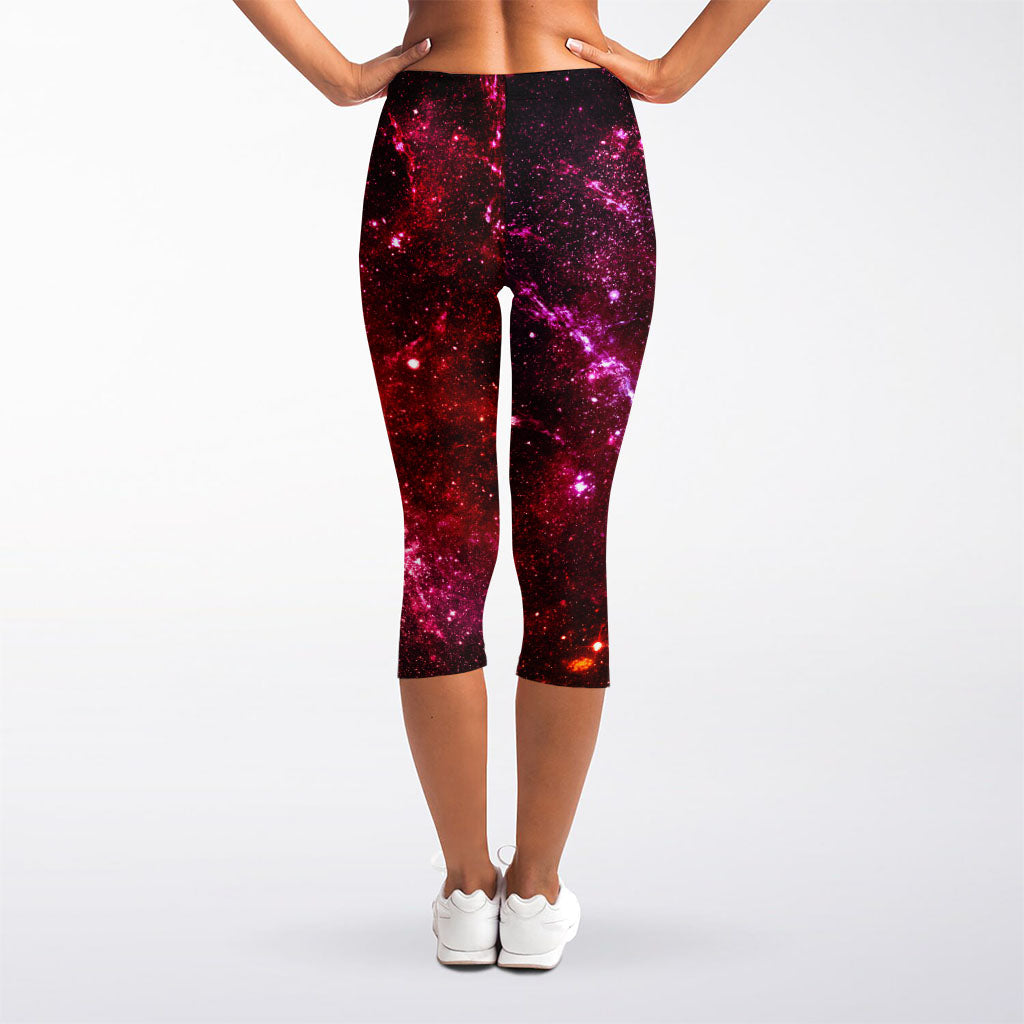 Fiery Nebula Universe Galaxy Space Print Women's Capri Leggings