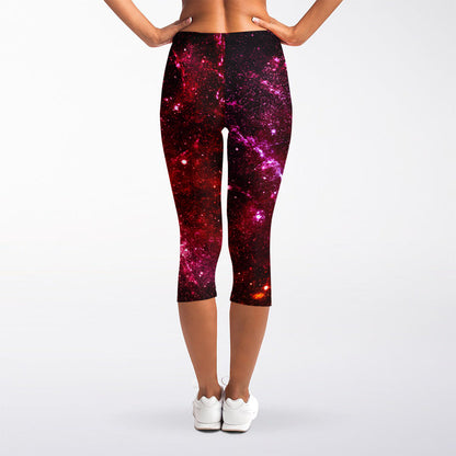 Fiery Nebula Universe Galaxy Space Print Women's Capri Leggings