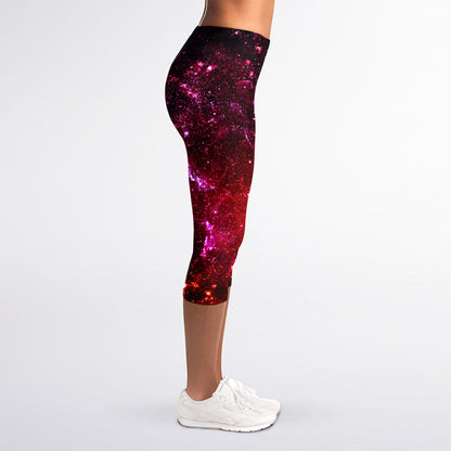 Fiery Nebula Universe Galaxy Space Print Women's Capri Leggings