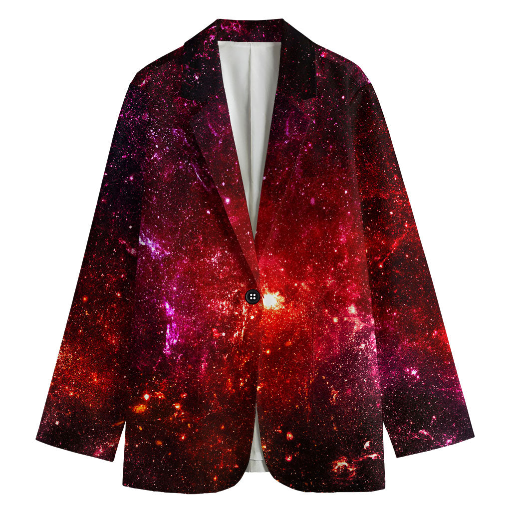 Fiery Nebula Universe Galaxy Space Print Women's Cotton Blazer