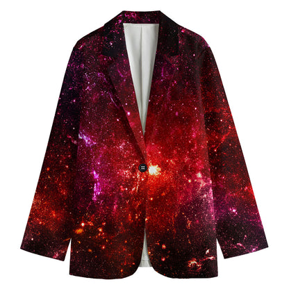 Fiery Nebula Universe Galaxy Space Print Women's Cotton Blazer