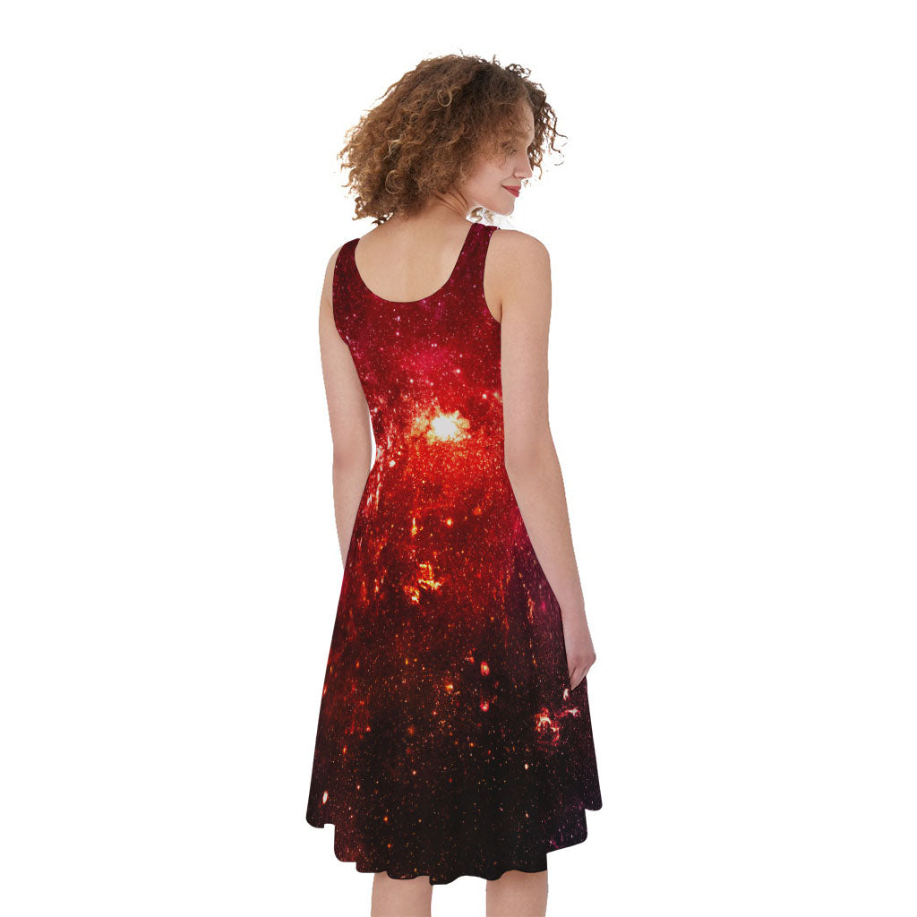 Fiery Nebula Universe Galaxy Space Print Women's Sleeveless Dress