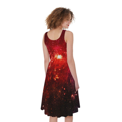 Fiery Nebula Universe Galaxy Space Print Women's Sleeveless Dress