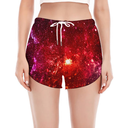 Fiery Nebula Universe Galaxy Space Print Women's Split Running Shorts
