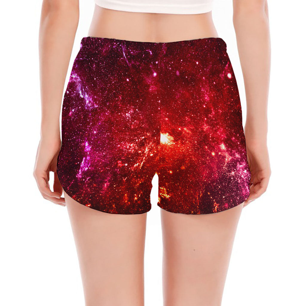 Fiery Nebula Universe Galaxy Space Print Women's Split Running Shorts