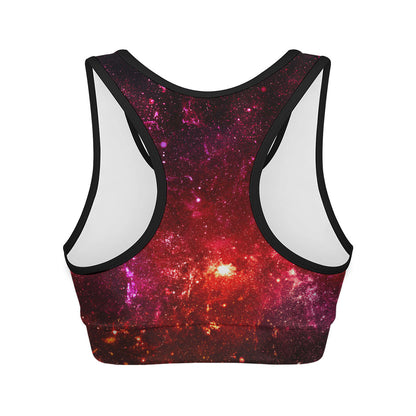 Fiery Nebula Universe Galaxy Space Print Women's Sports Bra