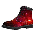 Fiery Nebula Universe Galaxy Space Print Padded Collar Lace Up Boots