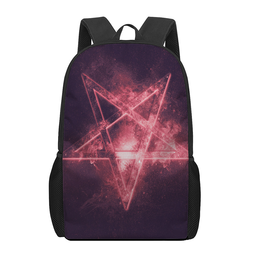 Fiery Reversed Pentagram Print 17 Inch Backpack