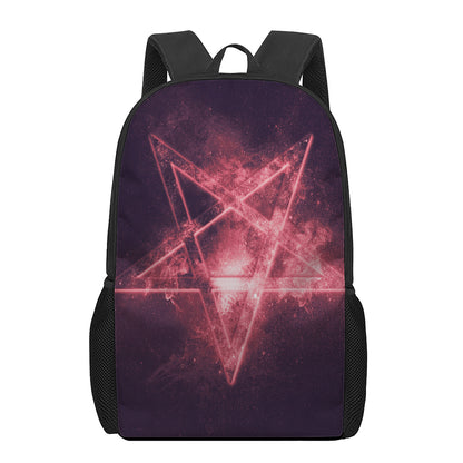 Fiery Reversed Pentagram Print 17 Inch Backpack