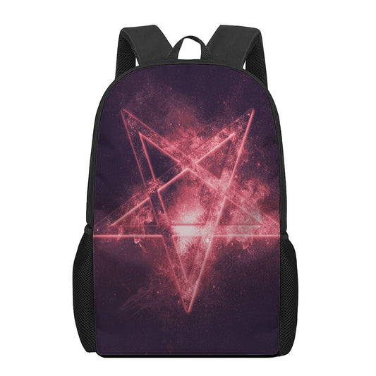Fiery Reversed Pentagram Print 17 Inch Backpack