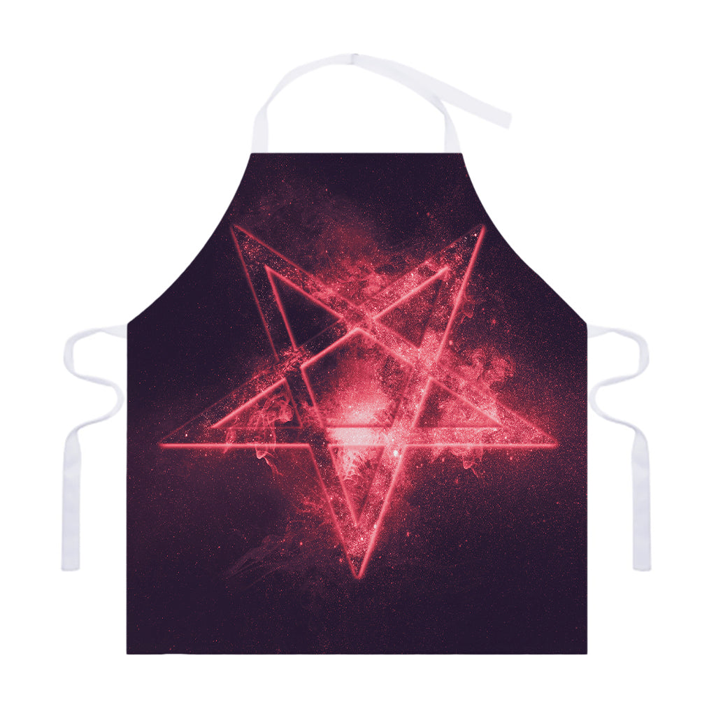 Fiery Reversed Pentagram Print Adjustable Apron