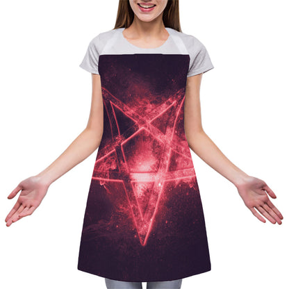 Fiery Reversed Pentagram Print Adjustable Apron