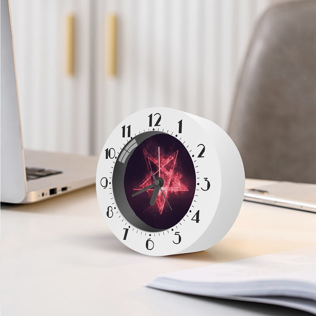 Fiery Reversed Pentagram Print Alarm Clock