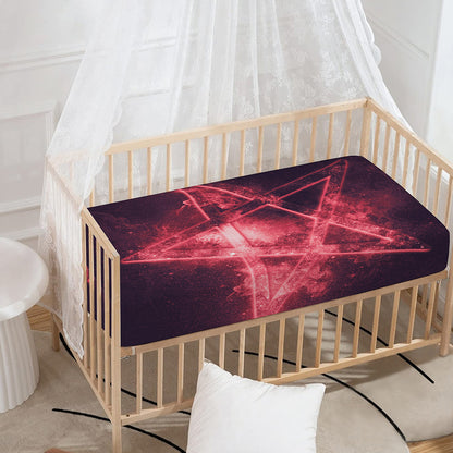 Fiery Reversed Pentagram Print Baby Crib Sheet