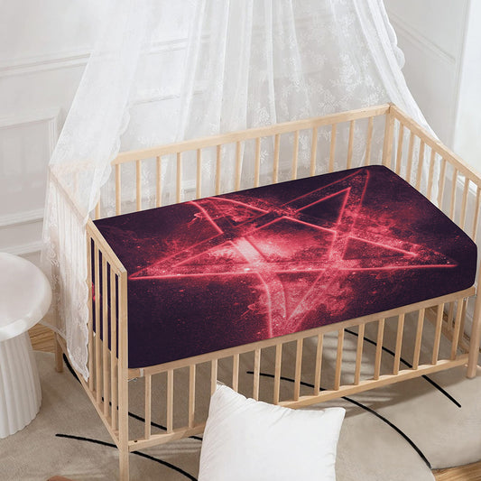 Fiery Reversed Pentagram Print Baby Crib Sheet