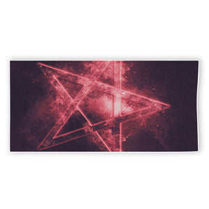 Fiery Reversed Pentagram Print Beach Towel