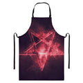 Fiery Reversed Pentagram Print Bib Apron With Pocket
