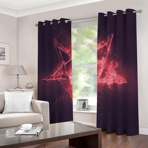 Fiery Reversed Pentagram Print Blackout Grommet Curtains