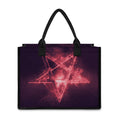 Fiery Reversed Pentagram Print Canvas Tote Bag