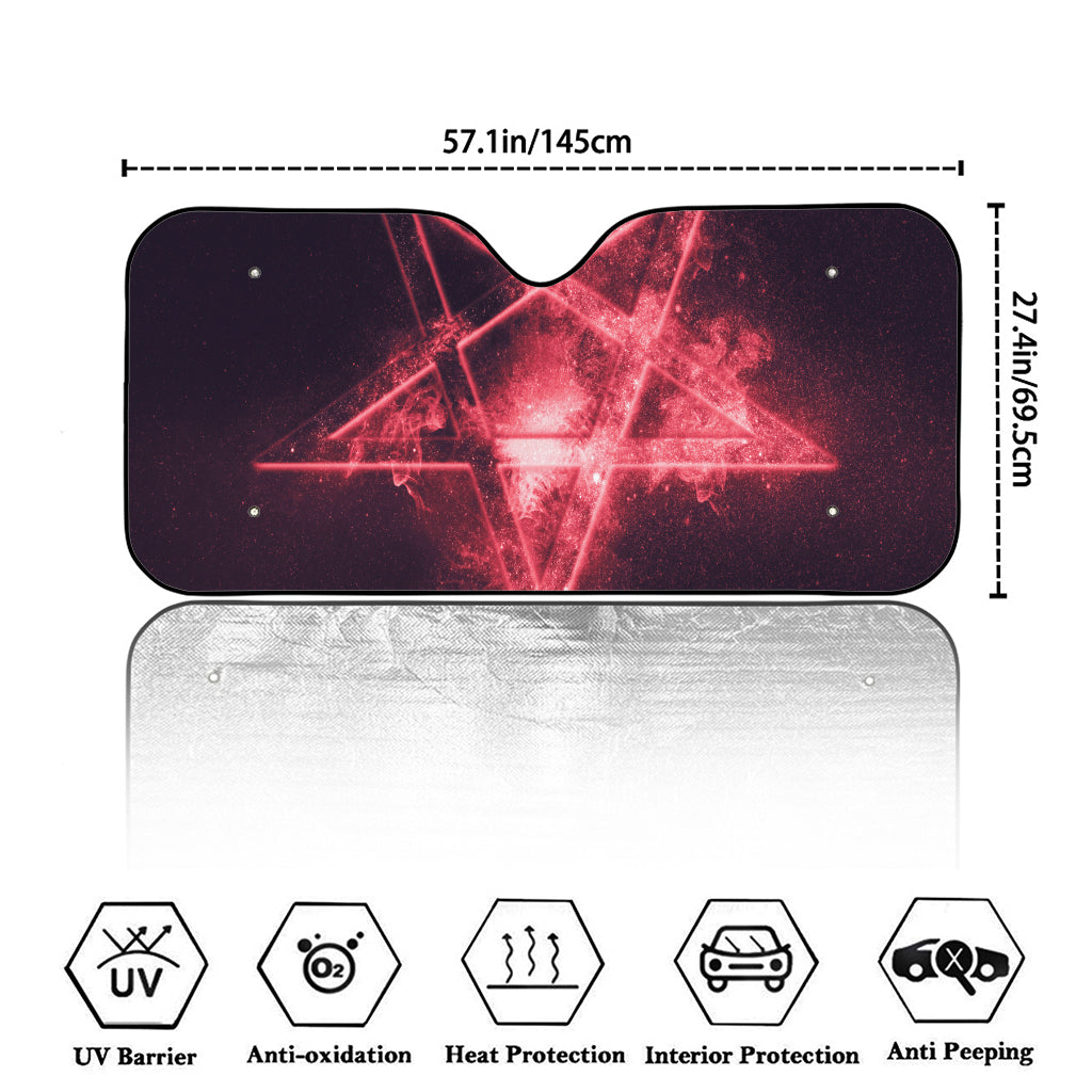 Fiery Reversed Pentagram Print Car Windshield Sun Shade