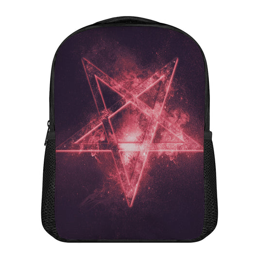 Fiery Reversed Pentagram Print Casual Backpack