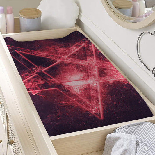 Fiery Reversed Pentagram Print Changing Pad Cover
