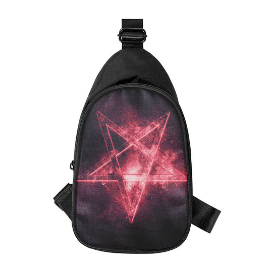 Fiery Reversed Pentagram Print Chest Bag