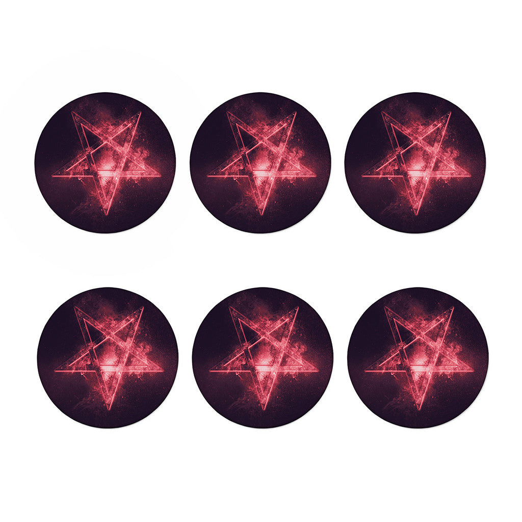 Fiery Reversed Pentagram Print Coaster Set