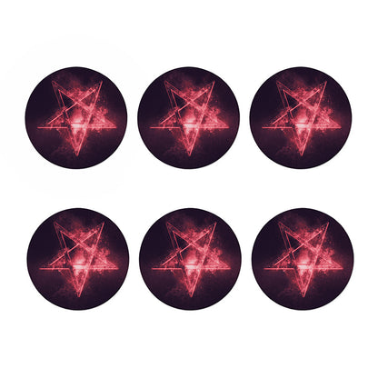 Fiery Reversed Pentagram Print Coaster Set
