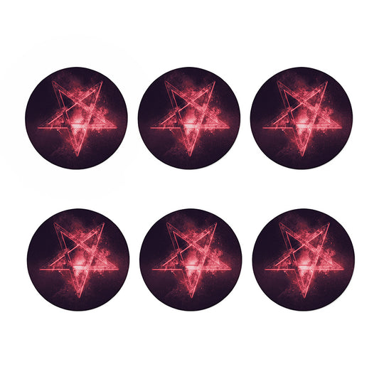 Fiery Reversed Pentagram Print Coaster Set