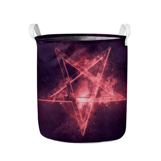 Fiery Reversed Pentagram Print Collapsible Laundry Basket