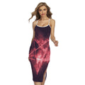 Fiery Reversed Pentagram Print Cross Back Cami Dress