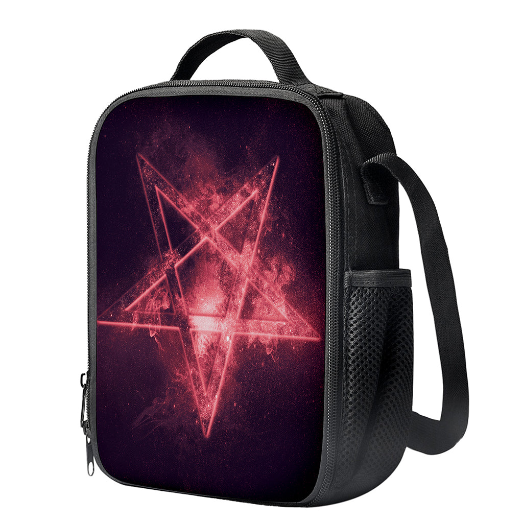 Fiery Reversed Pentagram Print Crossbody Lunch Bag